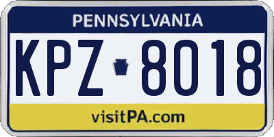 PA license plate KPZ8018