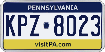 PA license plate KPZ8023