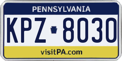 PA license plate KPZ8030