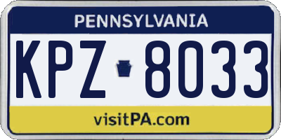 PA license plate KPZ8033