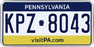 PA license plate KPZ8043