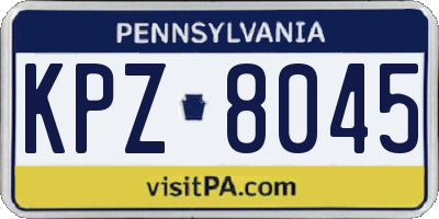 PA license plate KPZ8045