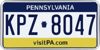 PA license plate KPZ8047