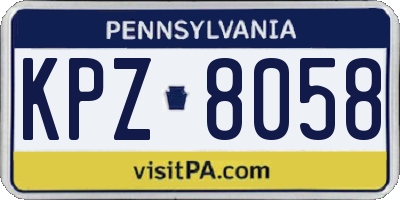 PA license plate KPZ8058