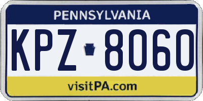 PA license plate KPZ8060