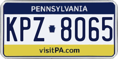 PA license plate KPZ8065