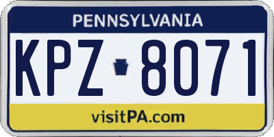PA license plate KPZ8071
