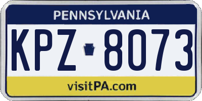 PA license plate KPZ8073