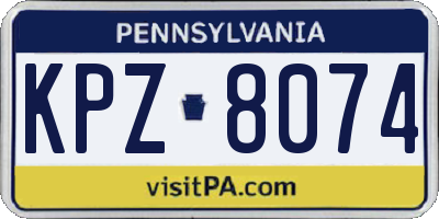 PA license plate KPZ8074