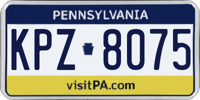 PA license plate KPZ8075