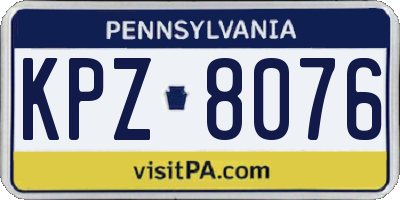 PA license plate KPZ8076