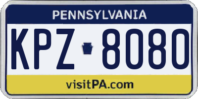 PA license plate KPZ8080