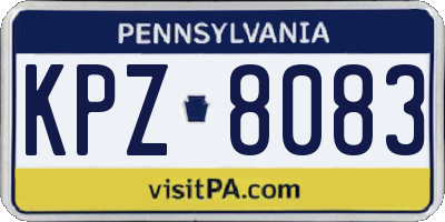 PA license plate KPZ8083