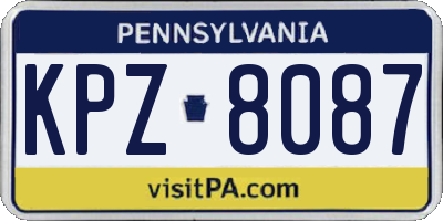PA license plate KPZ8087