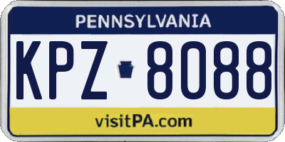 PA license plate KPZ8088