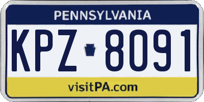 PA license plate KPZ8091