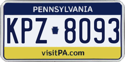 PA license plate KPZ8093