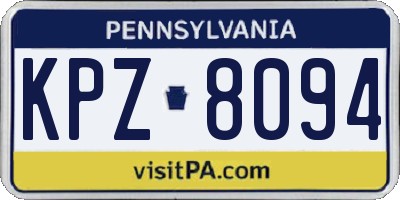 PA license plate KPZ8094