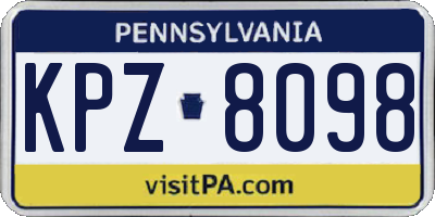 PA license plate KPZ8098