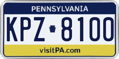 PA license plate KPZ8100