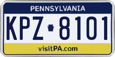 PA license plate KPZ8101