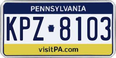 PA license plate KPZ8103