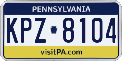 PA license plate KPZ8104