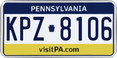 PA license plate KPZ8106