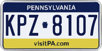 PA license plate KPZ8107