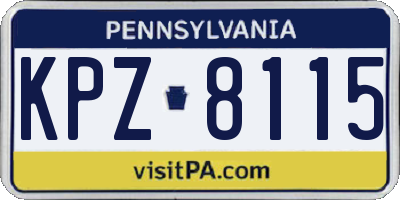 PA license plate KPZ8115
