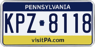 PA license plate KPZ8118