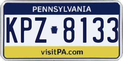 PA license plate KPZ8133