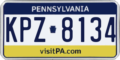 PA license plate KPZ8134