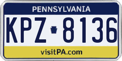 PA license plate KPZ8136