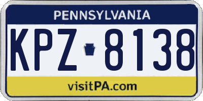 PA license plate KPZ8138