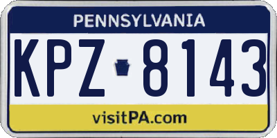 PA license plate KPZ8143
