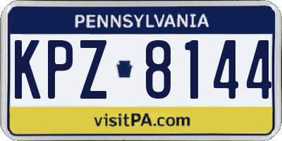 PA license plate KPZ8144