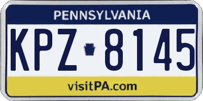 PA license plate KPZ8145
