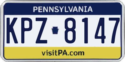 PA license plate KPZ8147