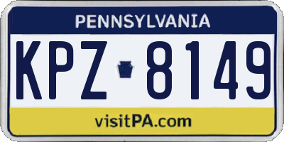 PA license plate KPZ8149
