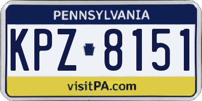 PA license plate KPZ8151
