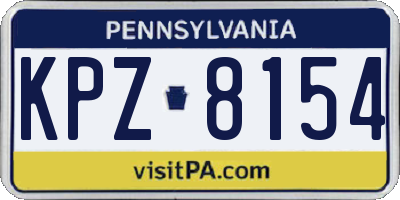 PA license plate KPZ8154