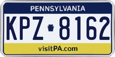 PA license plate KPZ8162