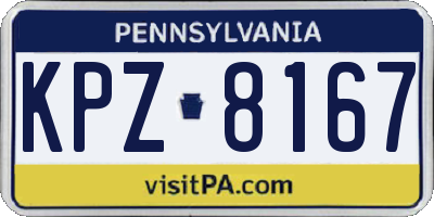PA license plate KPZ8167