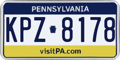 PA license plate KPZ8178