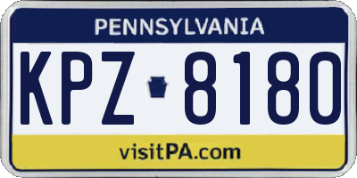PA license plate KPZ8180