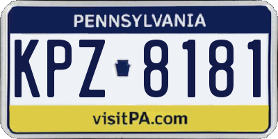 PA license plate KPZ8181