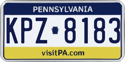 PA license plate KPZ8183