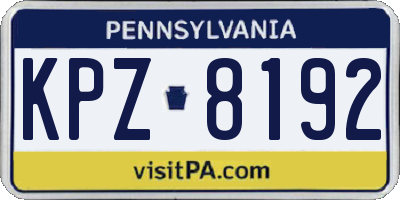 PA license plate KPZ8192