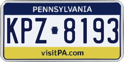 PA license plate KPZ8193